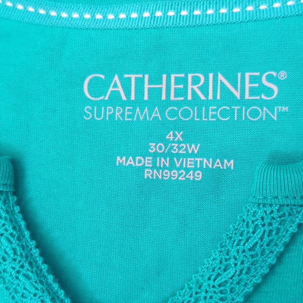 Catherines Teal Short-Sleeve Henley Tee - Picture 3 of 4